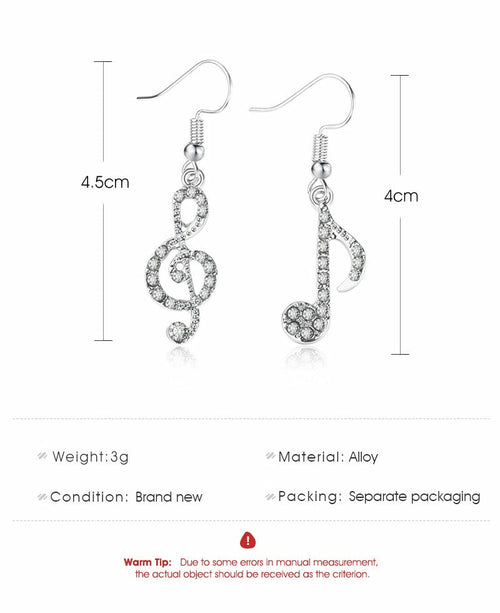 Pendientes Notas Musicales Crystal Brilli
