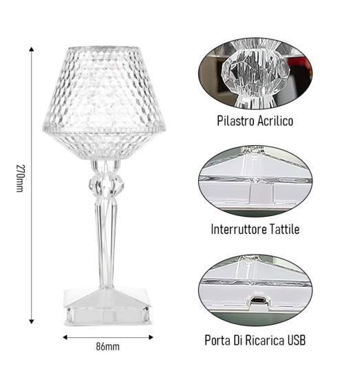 Lámpara Brilli Diamond Cristal Luxury romántica